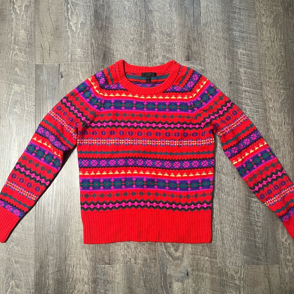 J Crew Fair Isle Wool Sweater sz XS